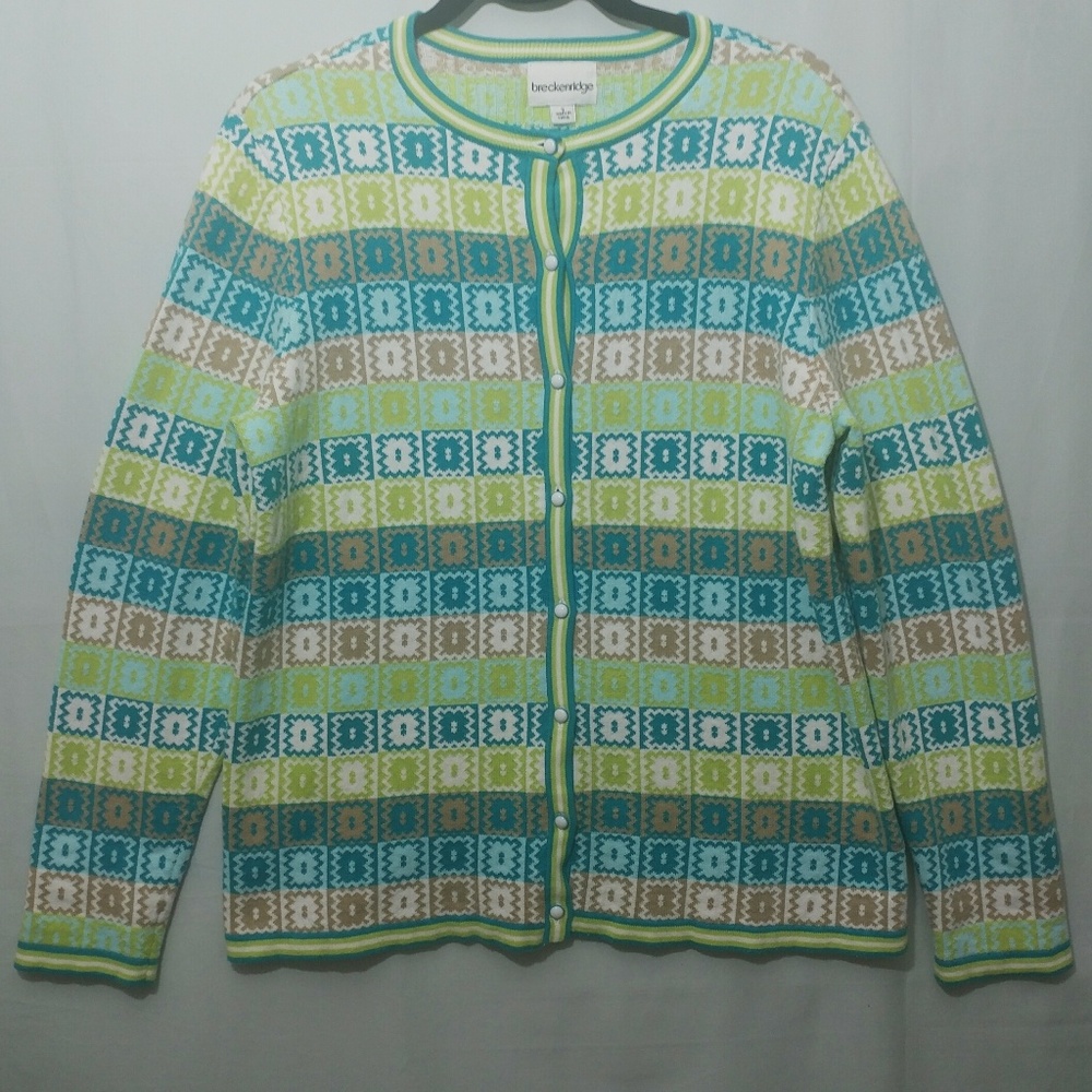 Breckenridge Blue Aqua Green Cardigan